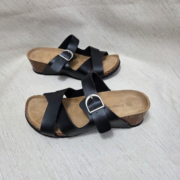 Stoney River Woman's Black Sandals with Memory Foam Foot Pads size 9 - Picture 6 of 8